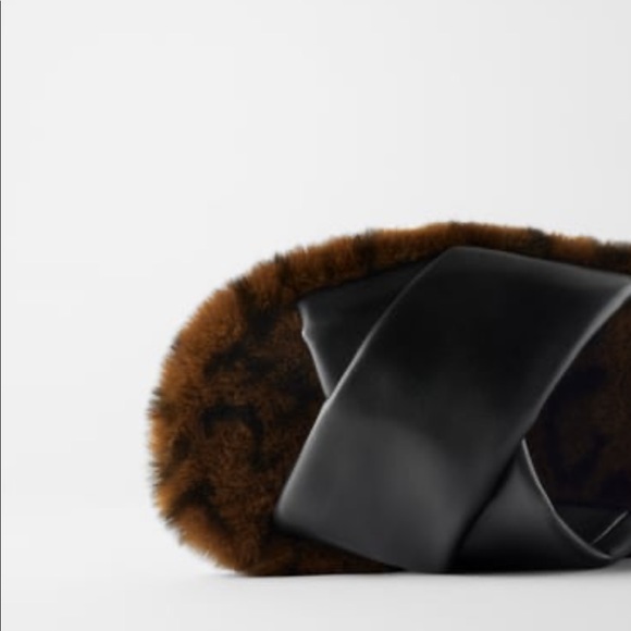 🆕Last Zara Faux Fur Animal Print Slide Sandals - Picture 5 of 5